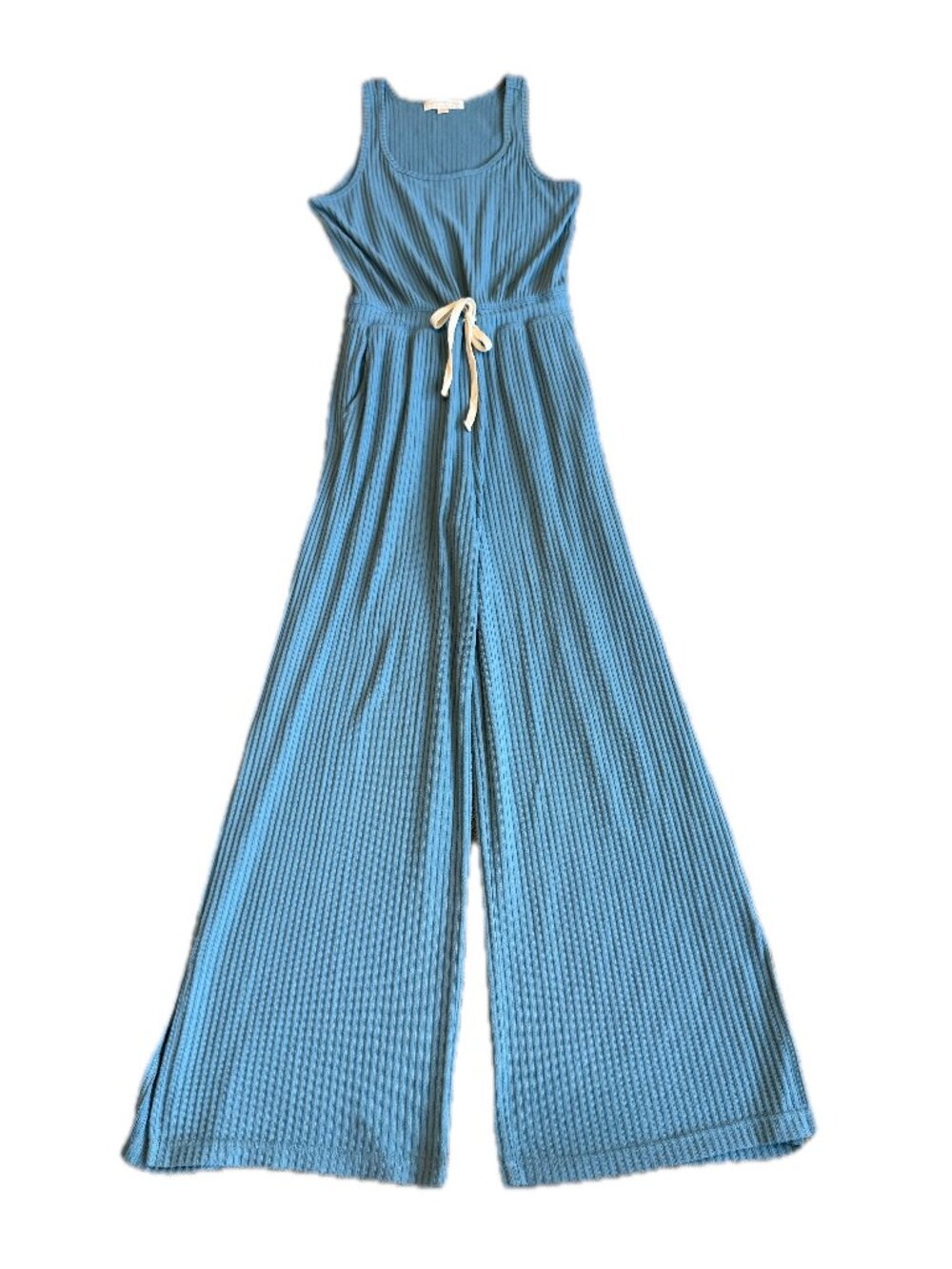 Spiritual Gangster Dusty Blue Ribbed Wide Leg Jumpsuit Racerback X-Small Women's